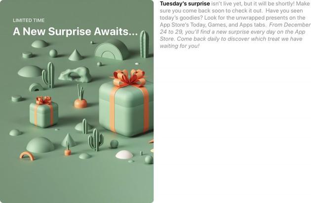 苹果提供App Store促销的节假日礼物（图片来自@macrumors）