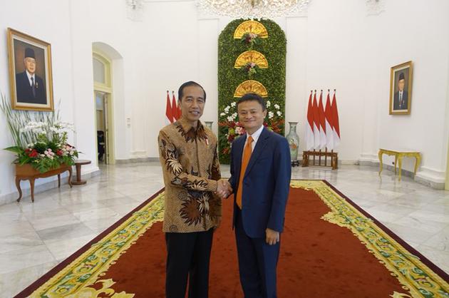印尼总统佐科（左）与马云（右）