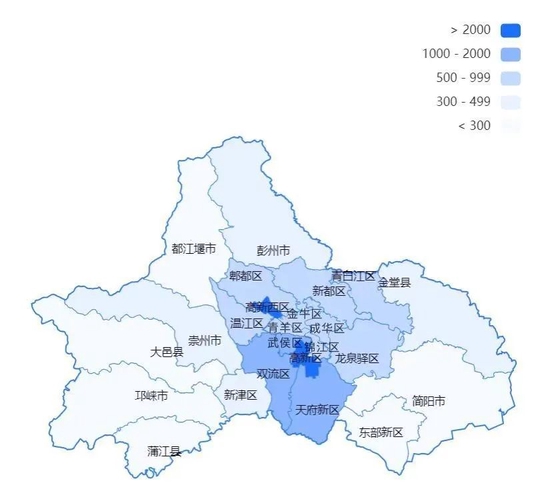 成都市高质量科创企业分布，图源：成都市移动互联网协会