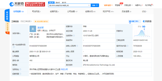 中兴微电子关联公司成被执行人 执行标的超17万人民币