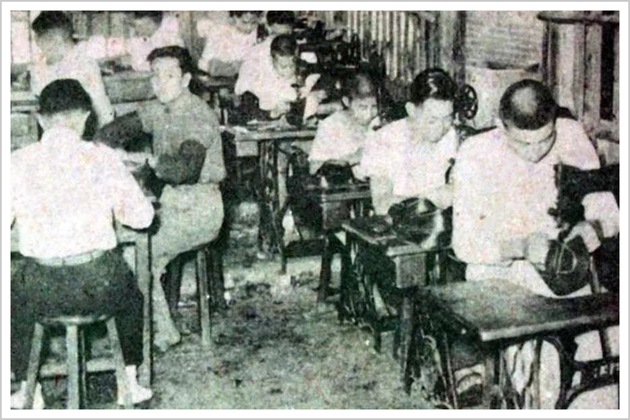 ▲上世纪七八十年的台湾地区制鞋工厂