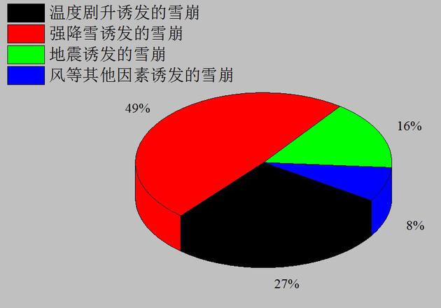 图4 天山山区各种诱发型雪崩的比例