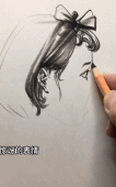 铅笔画不需修改一笔画成女孩-美女动态图片-gif动态图-izike