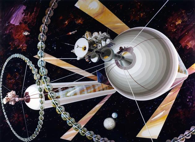 NASA绘制的“O‘Neill Cylinder太空舱”，也叫奥尼尔圆筒，是一个移动的人类殖民地，绕其他行星运行。最近，一篇新论文提出，我们或许可以在矮行星谷神星附近建造大型的奥尼尔圆筒殖民地。