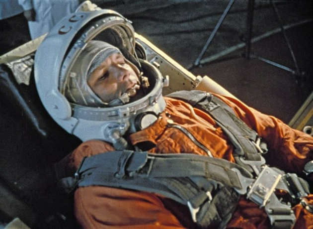 ▲ 1961 年 4 月 12 日，前苏联宇航员加加林飞向太空
