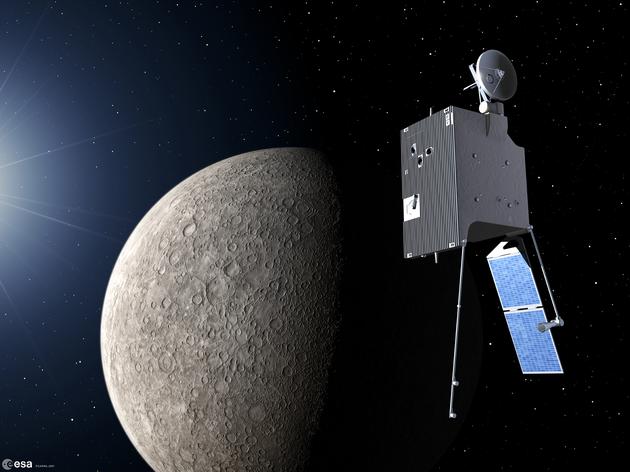 欧洲“水星行星轨道器”在水星轨道飞行示意图