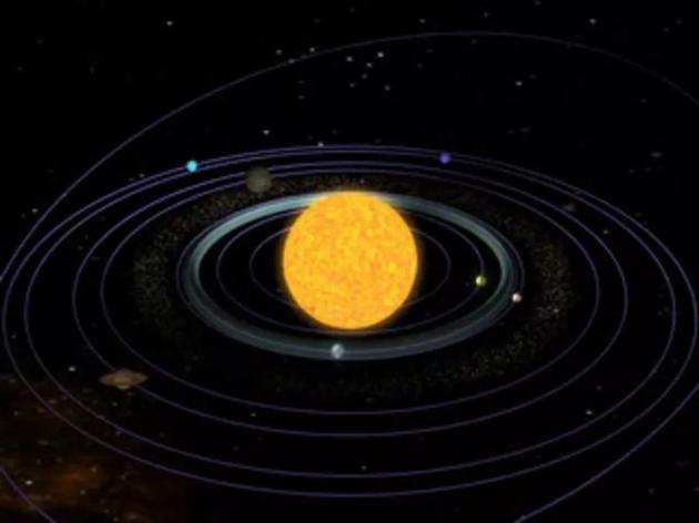 目前的太阳系，艺术渲染图