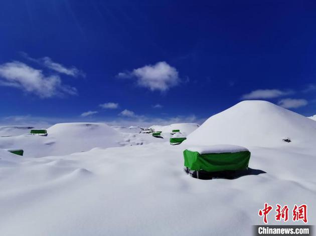 雪后的LHAASO一处探测器阵列。中科院高能所 供图
