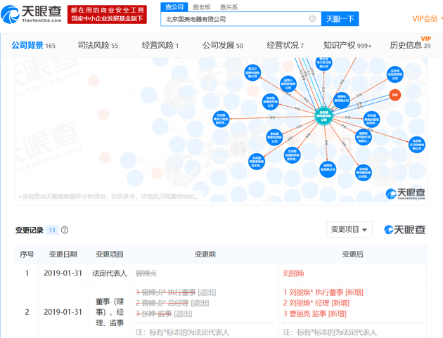 国美电器法定代表人变更：黄光裕母亲不再任法人