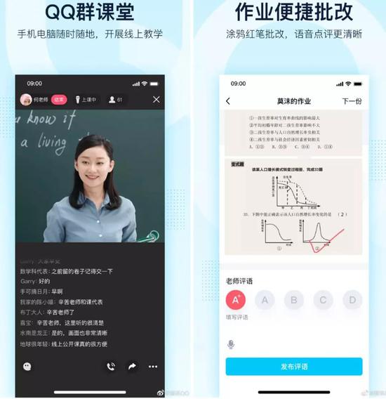 教师直播:直播上课40分钟,我只听到老师的一句“可以听见吗?” 图源:微博@腾讯QQ