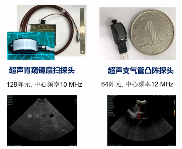 中科院苏州医工所自主研发的消化超声内镜探头和呼吸超声内镜探头 图片来源:作者提供