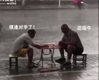 棋逢对手暴雨天气也要继续-搞笑gif动态图片-izike