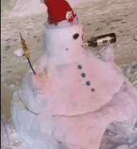 东北特色雪人潇洒喝啤酒-搞笑gif动态图片-izike