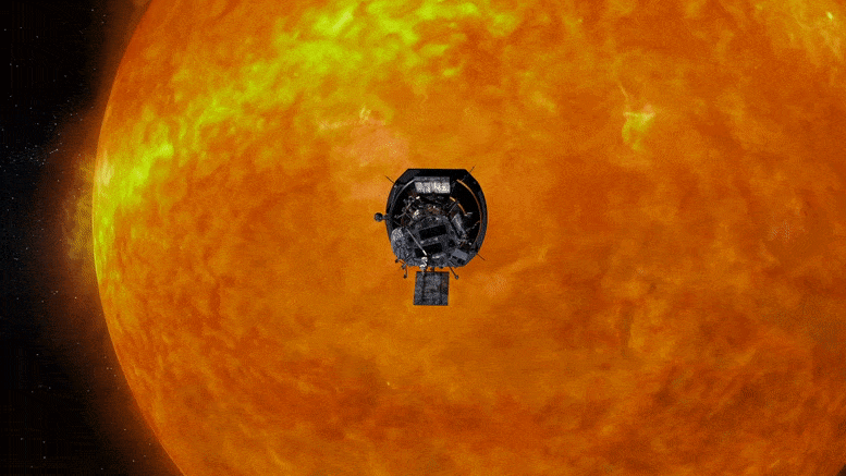 正在接近太阳的帕克太阳探测器（想象图）