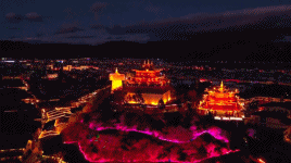 航拍香格里拉古城繁华夜景-搞笑gif动态图片-izike
