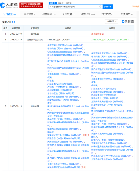 小鹏汽车发生工商变更 回应：海外重组调整