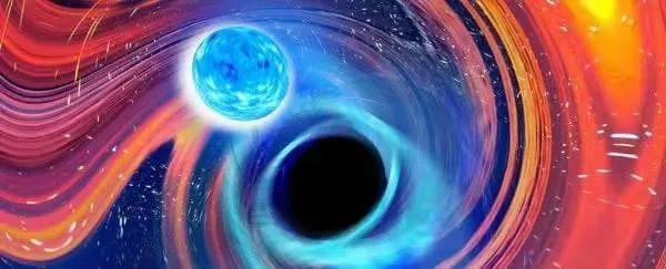 黑洞与中子星合并的艺术图。图源：美国太空网