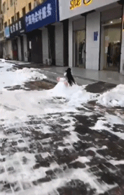 路边的阴间雪人gif搞笑图片