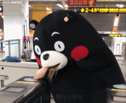 熊本熊玩偶刷卡过地铁闸机-搞笑gif动态图片-izike