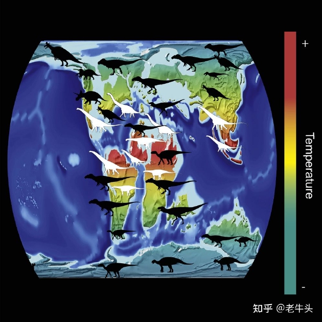 最近一项研究发现,在侏罗纪和白垩纪,蜥脚类恐龙从未在极地地区(无论是南极还是北极)分布过,与其他恐龙相比它们被限制在低纬度地区,同时南半球的蜥脚类多样性要比北半球更高,种种迹象表明和其他恐龙相比蜥脚类的分布范围对于温度更加敏感。