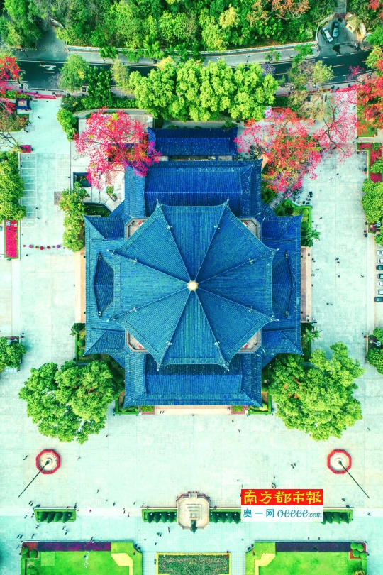 无人机航拍的中山祝贺堂。