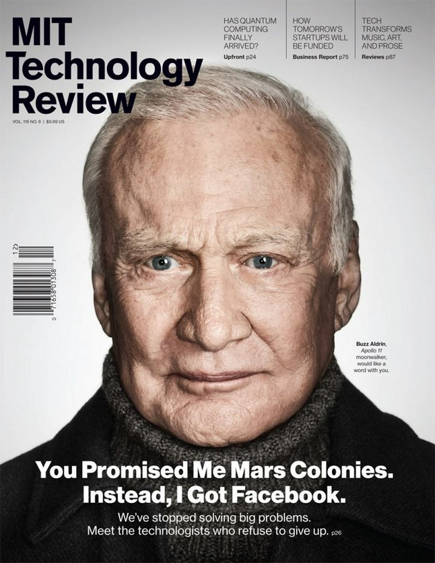 ▲ 巴斯•奥尔德林和他的惋惜，图片来自 MIT Technology Review