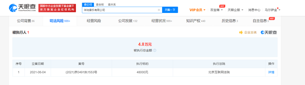 咪咕音乐成被执行人 此前被判赔偿中国音著协4.8万元
