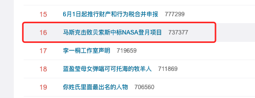 马斯克中标NASA登月项目上热搜，但网友们关注的却是别的……