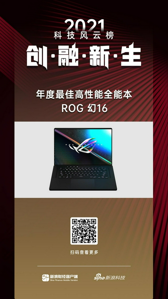 ROG 幻6获新浪2021科技风云榜年度最佳高性能全能本奖