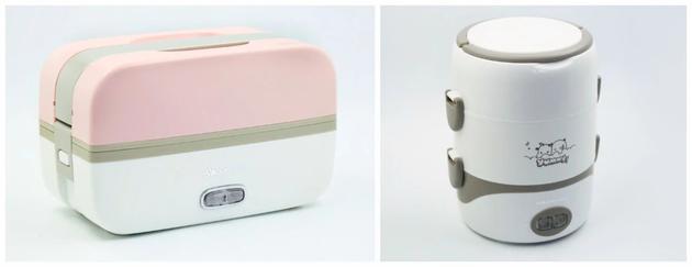 ▲左：盒状电热饭盒  右：桶状电热饭盒