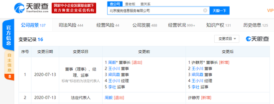 搜狗原CFO周毅退出北京搜狗信息服务有限公司法