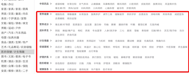 京东健康线上药房产品分类