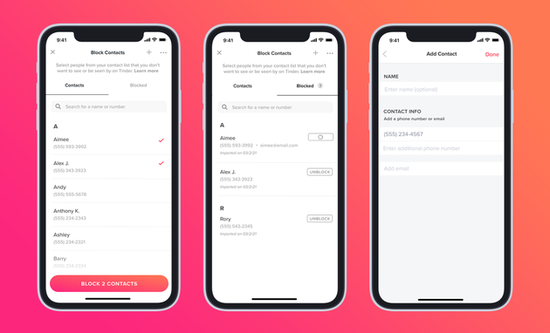 不再尴尬！手机交友应用Tinder增加“屏蔽联系人”功能