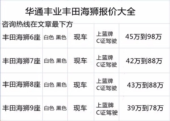 2022款丰田海狮七座商务车优惠报价
