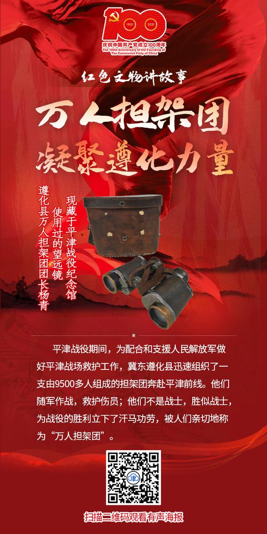 红色文物讲故事百期有声海报第69期万人担架团凝聚遵化力量