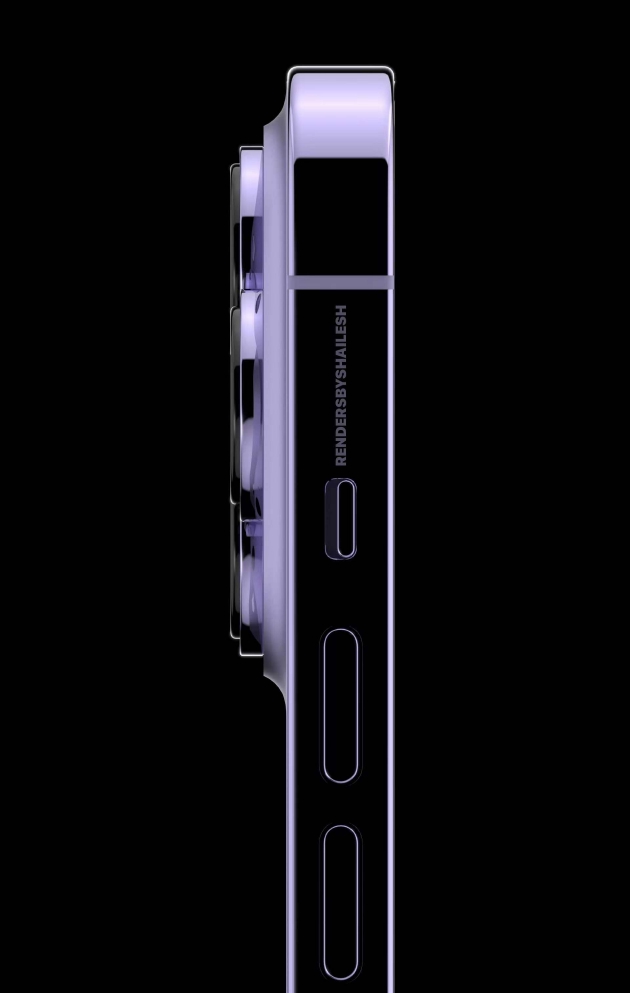 苹果iPhone14 Pro紫色渲染图曝光：双挖孔设计 后置三颗摄像头
