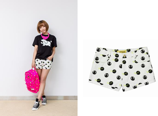 波点大眼睛图案短裤
