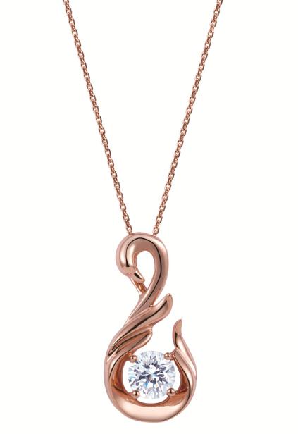 周大福forevermark03永恒印记天鹅钻饰玫瑰金系列吊坠