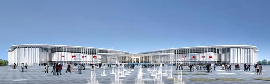 位于上海市虹桥商务区的国家会展中心（上海）效果图