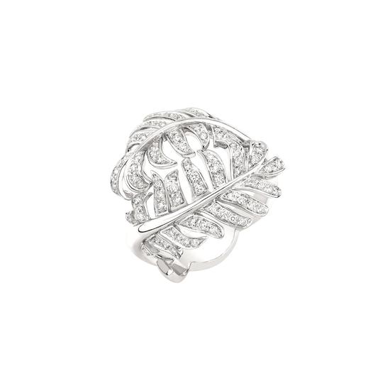 CHANEL高级珠宝“Plume ”系列戒指，白18K金镶嵌钻石