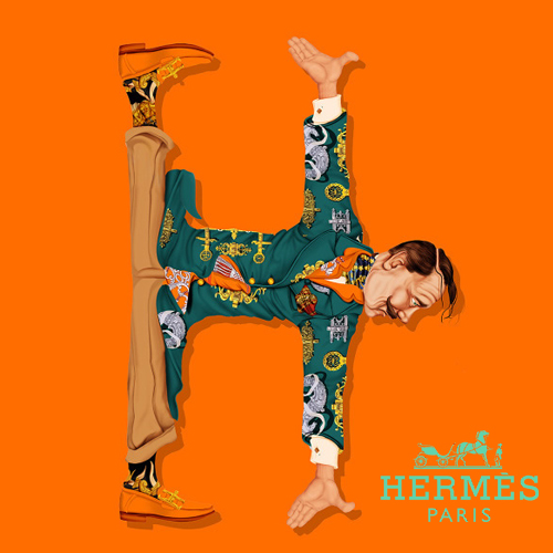 大牌logo插画看时尚大咖画布之上凹造型