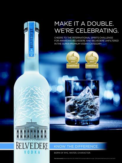 世界顶级伏特加品牌belvedere雪树伏特加再次荣获国际烈酒挑战赛最高