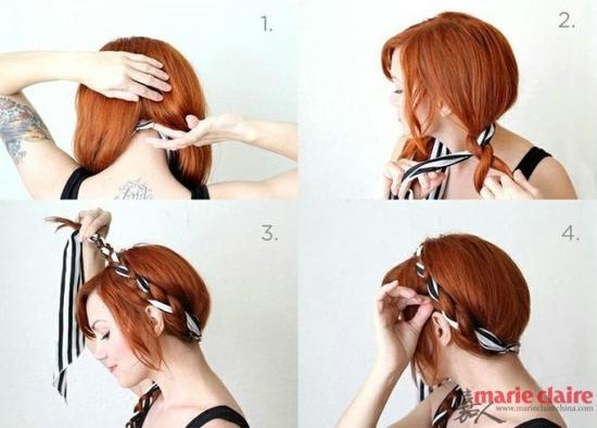 不如把它取下来扎在头顶,你可以把它做成发带,甚至编在麻花辫里,总之