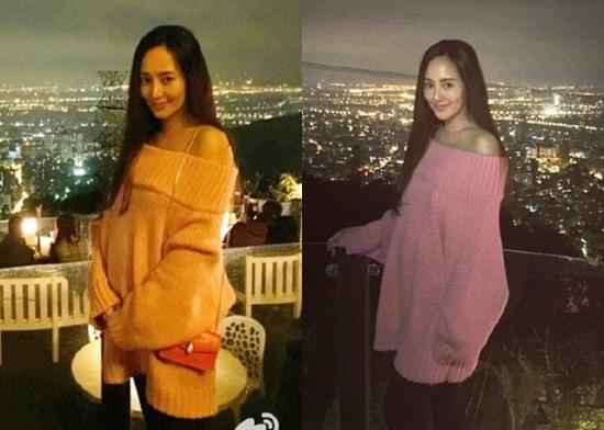 关颖挺4个月孕肚赏夜景 穿粉毛衣露香肩|关颖|香肩|怀孕_新浪娱乐