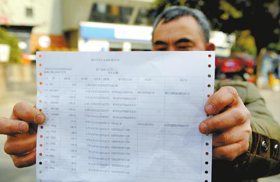 市民曾先生展示银行对账单
