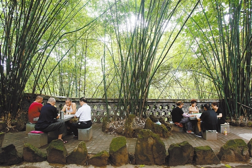 渝中:鹅岭公园 喝坝坝茶