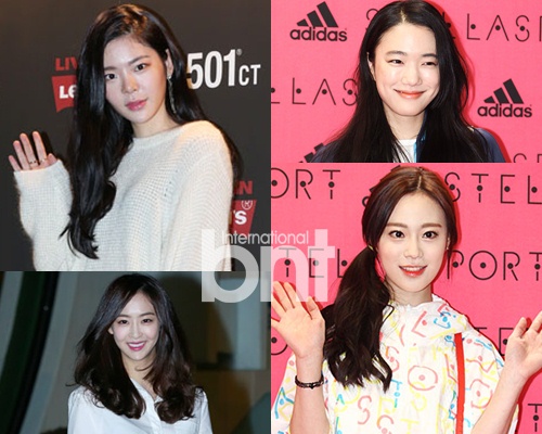 从左上起顺时针为张才人、孙秀贤、KARA许英智、SISTAR金多顺