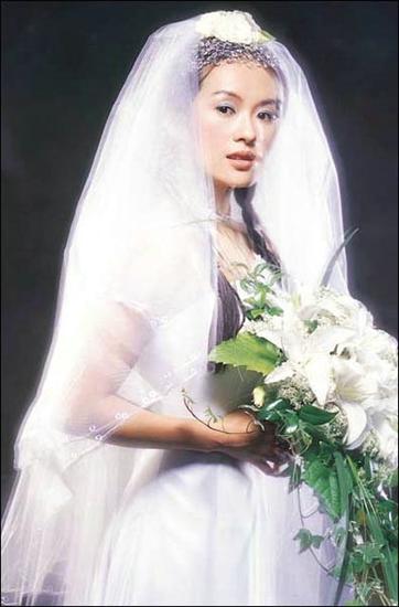 章子怡婚纱图片