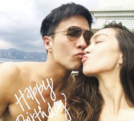 安志杰与女友Jessica C.甜蜜亲嘴，这个38岁生日十分甜蜜。