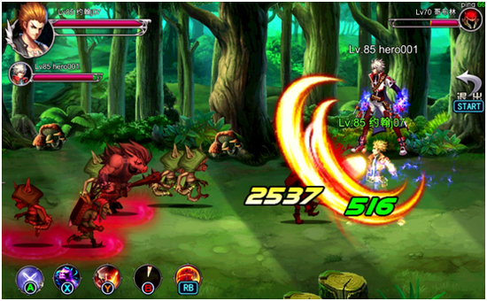 《英雄之剑》TV版游戏画面，每个操作均有充分的手柄按键提示